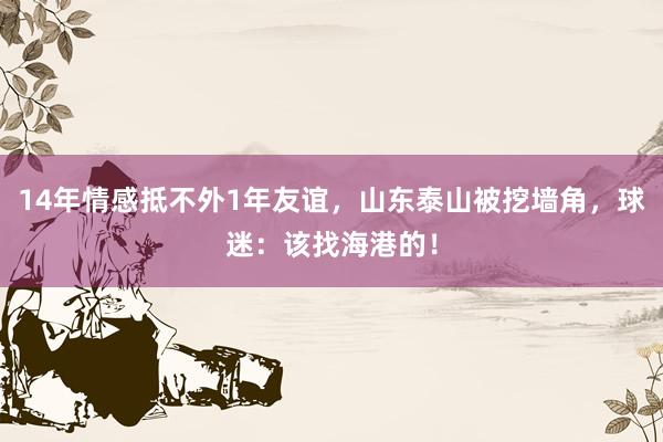 14年情感抵不外1年友谊，山东泰山被挖墙角，球迷：该找海港的！